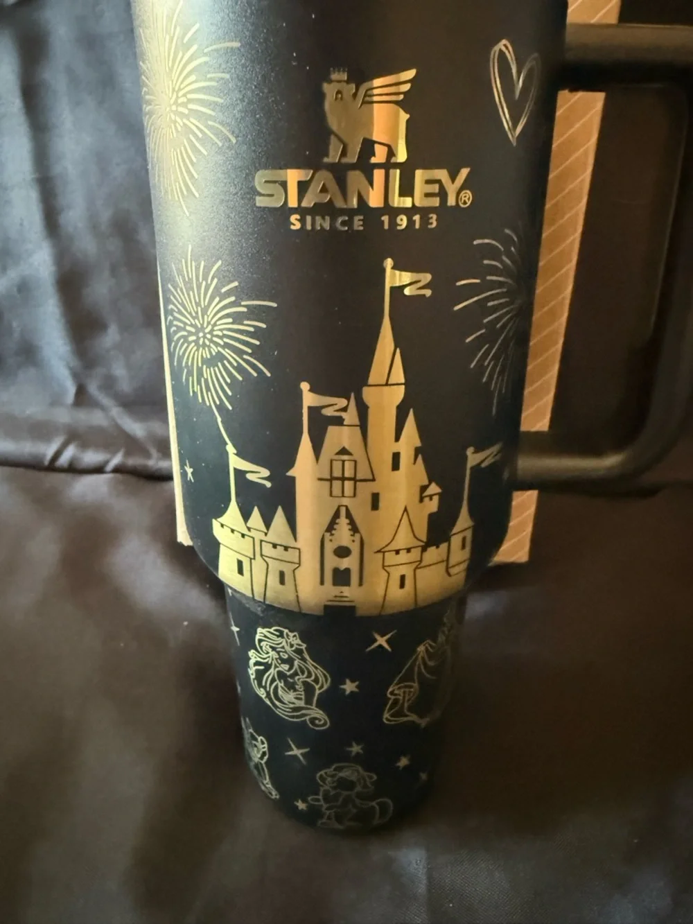 New Stanley 40oz Black & Gold Laser Engraved Disney Castle Stainless Tumbler - Picture 3 of 13